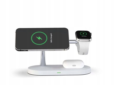 Biała ładowarka indukcyjna 3w1 MagSafe Qi do iPhone, Watch, AirPods
