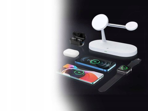 Biała ładowarka indukcyjna 3w1 MagSafe Qi do iPhone, Watch, AirPods