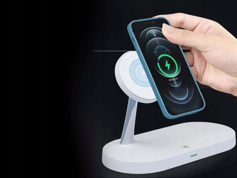Biała ładowarka indukcyjna 3w1 MagSafe Qi do iPhone, Watch, AirPods
