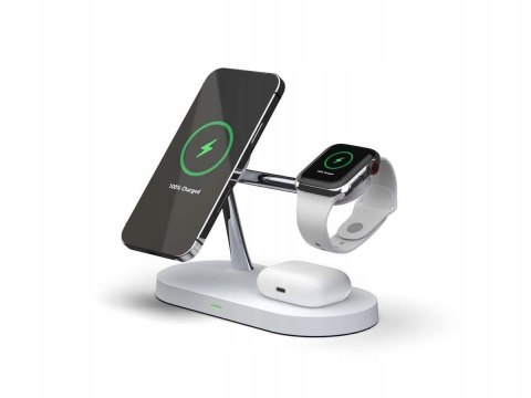 Biała ładowarka indukcyjna 3w1 MagSafe Qi do iPhone, Watch, AirPods