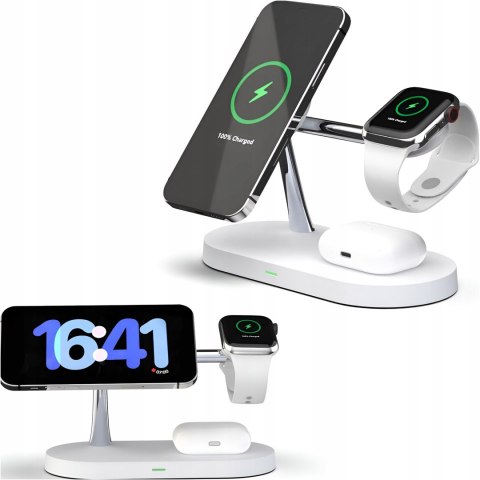 Biała ładowarka indukcyjna 3w1 MagSafe Qi do iPhone, Watch, AirPods