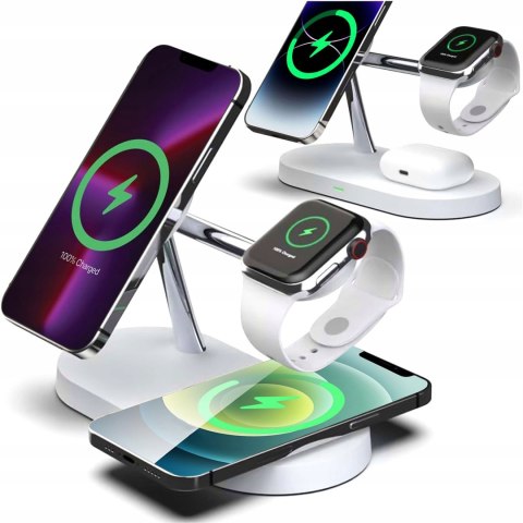 Biała ładowarka indukcyjna 3w1 MagSafe Qi do iPhone, Watch, AirPods