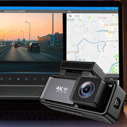 Kamera Samochodowa 4K WiFi GPS + Tylna Kamera G-sensor Full Zestaw do Auta