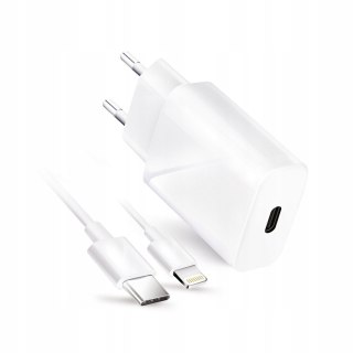 Ładowarka USB-C 3000 mA + Kabel Lightning do Apple iPhone - biała