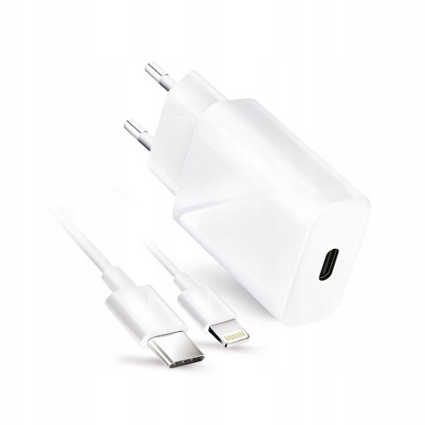 Ładowarka USB-C 3000 mA + Kabel Lightning do Apple iPhone - biała