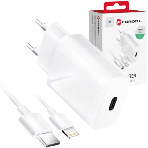 Ładowarka USB-C 3000 mA + Kabel Lightning do Apple iPhone - biała