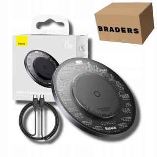 Ładowarka indukcyjna Baseus Simple 2 15W + kabel USB-C - czarna