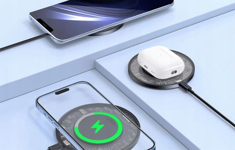 Ładowarka indukcyjna Baseus Simple 2 15W + kabel USB-C - czarna