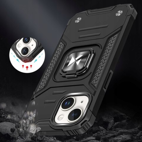 Pancerne etui Ring Armor do iPhone 15 Plus z uchwytem - niebieskie