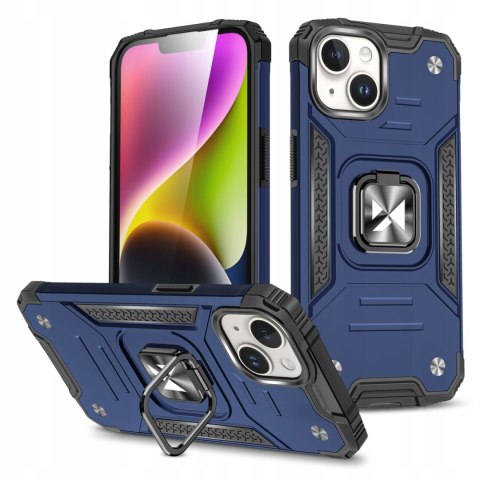 Pancerne etui Ring Armor do iPhone 15 Plus z uchwytem - niebieskie