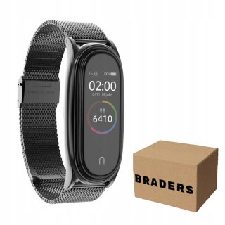 Pasek Opaska Bransoleta Metal Klamra Czarny do Xiaomi Mi Band 5 / 6 / 7