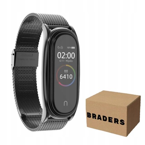 Pasek Opaska Bransoleta Metal Klamra Czarny do Xiaomi Mi Band 5 / 6 / 7