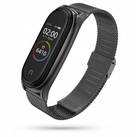 Pasek Opaska Bransoleta Metal Klamra Czarny do Xiaomi Mi Band 5 / 6 / 7