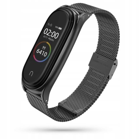 Pasek Opaska Bransoleta Metal Klamra Czarny do Xiaomi Mi Band 5 / 6 / 7