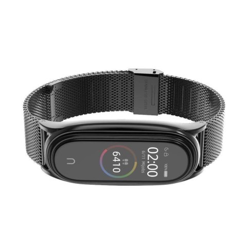 Pasek Opaska Bransoleta Metal Klamra Czarny do Xiaomi Mi Band 5 / 6 / 7