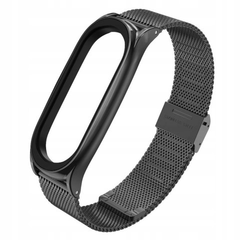 Pasek Opaska Bransoleta Metal Klamra Czarny do Xiaomi Mi Band 5 / 6 / 7
