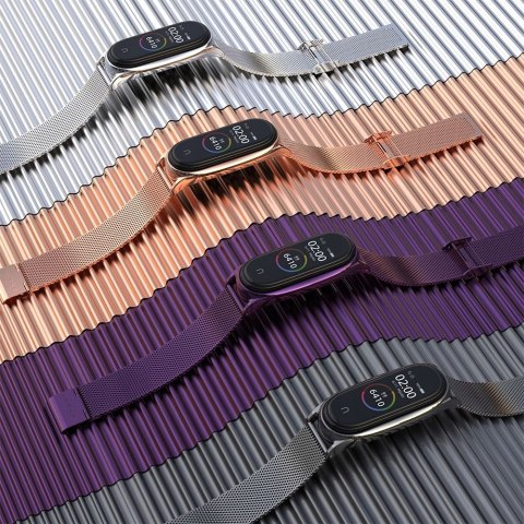 Pasek Opaska Bransoleta Metal Klamra Czarny do Xiaomi Mi Band 5 / 6 / 7
