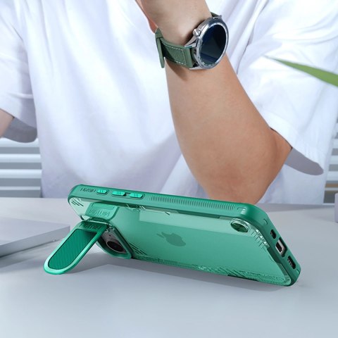 Etui Nillkin Iceblade Prop z osłoną obiektywu i podstawką na iPhone 16e - zielone