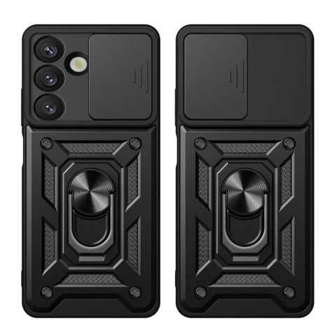 Pancerne etui Hybrid Armor Camshield z podstawką i osłoną aparatu na Realme P3 5G - czarne
