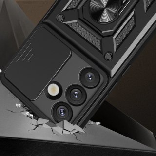 Pancerne etui Hybrid Armor Camshield z podstawką i osłoną aparatu na Samsung Galaxy M16 5G / F16 5G - czarne