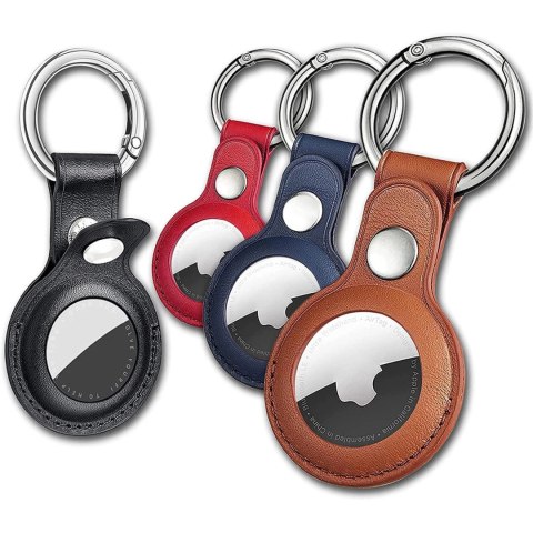 Etui do Apple AirTag z ekoskóry - czarne, brązowe, czerwone, niebieskie - 4 sztuki