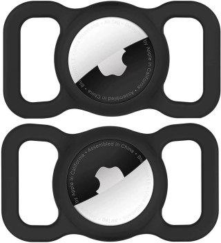 Etui na Apple AirTag silikonowe na obrożę psa lub kota - czarne