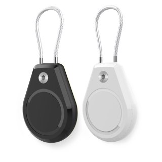 Etui na Apple AirTag wodoodporne, ze stalową linką - czarne + białe (2 sztuki)