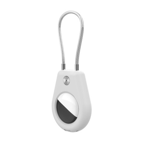 Etui na Apple AirTag ze stalową linką - czarne + białe (2 sztuki)