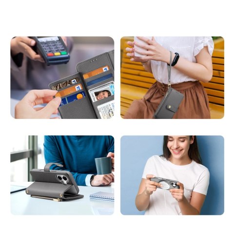 Etui skórzane Dux Ducis Lawa na iPhone 16 - szare