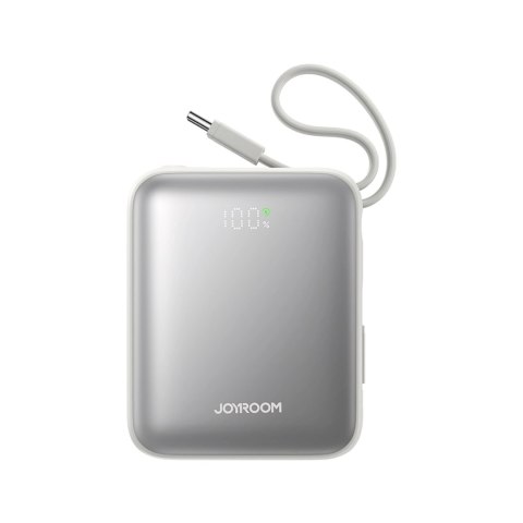 Powerbank Joyroom JR-PBF27 10000mAh 22.5W z wbudowanymi kablami USB-C i Lightning - biały