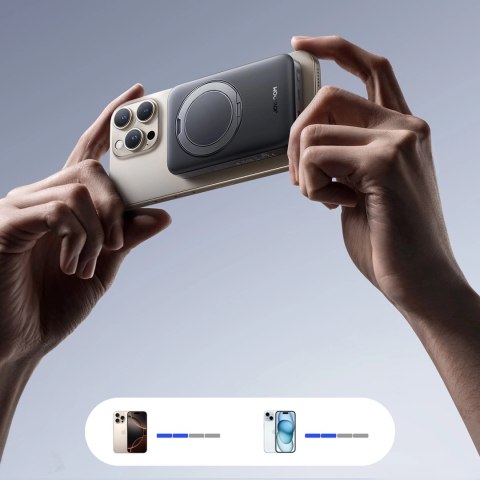 Powerbank Joyroom JR-PBM12 10000mAh 22.5W Qi2, kompatybilny z MagSafe, z podstawką w kształcie pierścienia - czarny