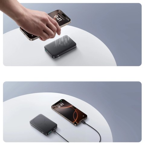 Powerbank Joyroom JR-PBM12 10000mAh 22.5W Qi2, kompatybilny z MagSafe, z podstawką w kształcie pierścienia - czarny