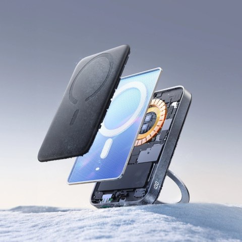 Powerbank Joyroom JR-PBM12 10000mAh 22.5W Qi2, kompatybilny z MagSafe, z podstawką w kształcie pierścienia - czarny