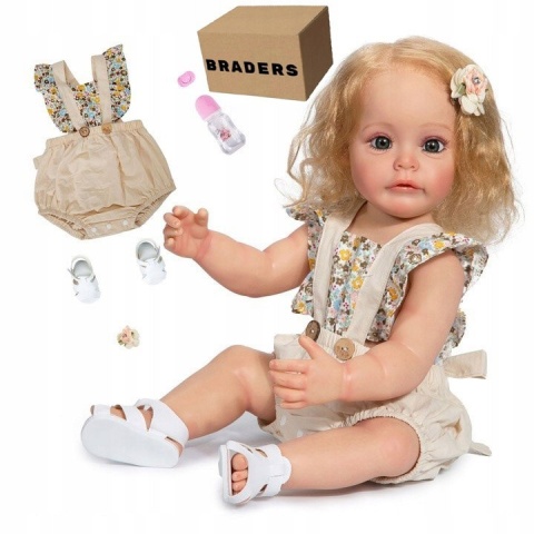 DUŻA LALKA REBORN REALISTYCZNA JAK ŻYWA 55cm prawdziwe niemowlę Akcesoria