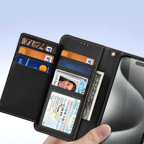Etui skórzane Dux Ducis Lawa na iPhone 15 Pro Max - czarne