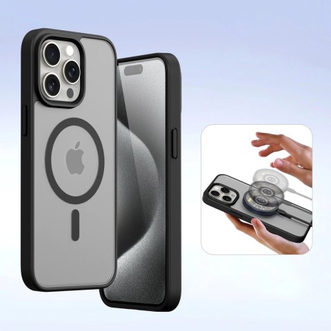 Etui skórzane Dux Ducis Lawa na iPhone 15 Pro Max - czarne