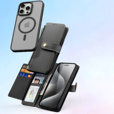 Etui skórzane Dux Ducis Lawa na iPhone 15 Pro Max - czarne