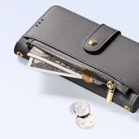 Etui skórzane Dux Ducis Lawa na iPhone 15 Pro Max - szare