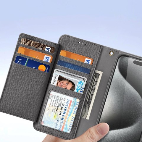 Etui skórzane Dux Ducis Lawa na iPhone 15 Pro Max - szare