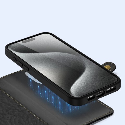 Etui skórzane Dux Ducis Lawa na iPhone 15 Pro - czarne