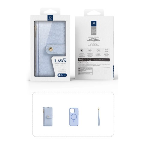 Etui skórzane Dux Ducis Lawa na iPhone 15 Pro - niebieskie