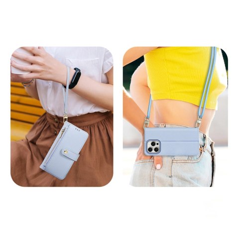 Etui skórzane Dux Ducis Lawa na iPhone 15 Pro - niebieskie