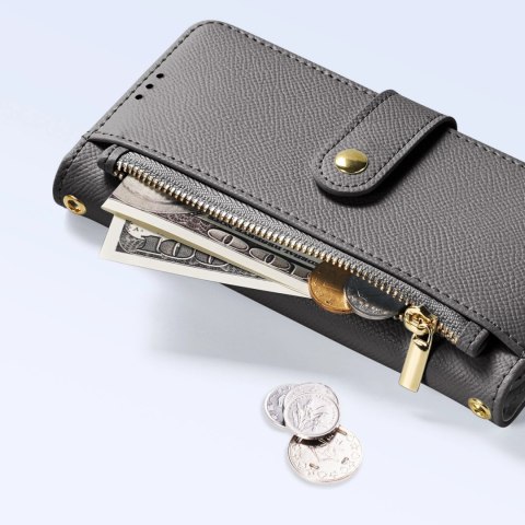 Etui skórzane Dux Ducis Lawa na iPhone 15 Pro - szare