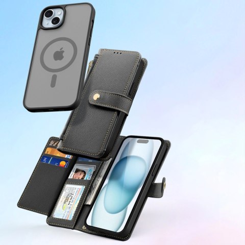 Etui skórzane Dux Ducis Lawa na iPhone 15 - czarne