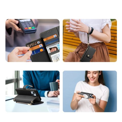 Etui skórzane Dux Ducis Lawa na iPhone 15 - czarne