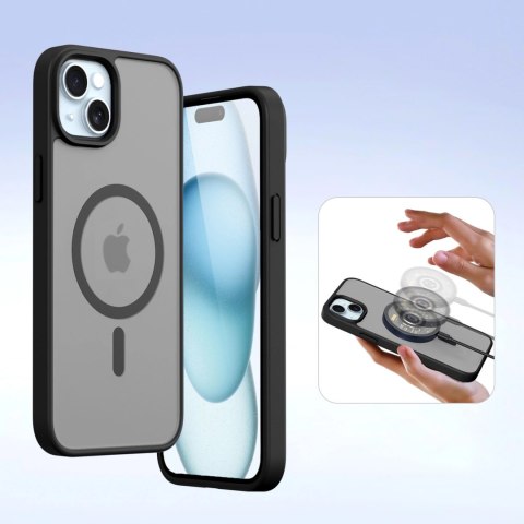 Etui skórzane Dux Ducis Lawa na iPhone 15 - czarne