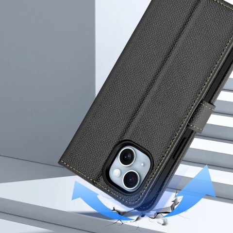 Etui skórzane Dux Ducis Lawa na iPhone 15 - czarne