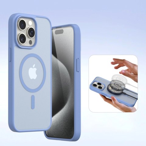 Etui skórzane Dux Ducis Lawa na iPhone 15 - niebieskie
