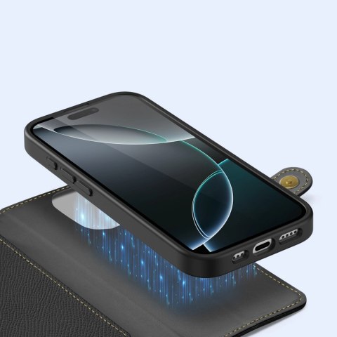 Etui skórzane Dux Ducis Lawa na iPhone 16 Pro - czarne