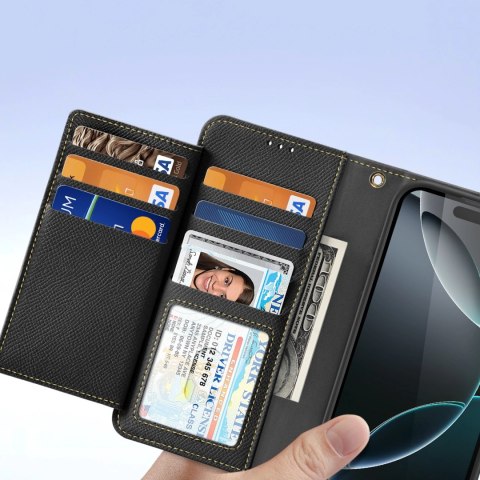 Etui skórzane Dux Ducis Lawa na iPhone 16 Pro - czarne